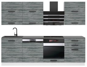 Kuchynská linka Belini Premium Full Version 240 cm šedý antracit Glamour Wood s pracovnou doskou MADISON
