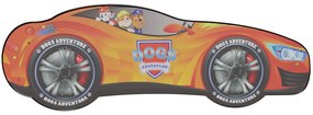 TOP BEDS Detská auto posteľ Racing Car Hero - Dogs Adventure oranžová 160cm x 80cm - 5cm