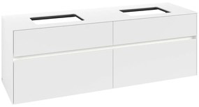 VILLEROY &amp; BOCH Collaro závesná skrinka pod dve umývadlá na dosku, 4 zásuvky, s LED osvetlením, 1600 x 500 x 548 mm, White Matt, C123B0MS