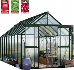 Skleník z polykarbonátu záhradný 5x3 zasúvací silný 490x244 cm 3x5 zelený