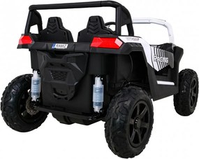 Ramiz Detská bugina ATV Strong Racing pre 2 deti biela + bezkefkový motor + nafukovacie kolesá + zvuky + LED