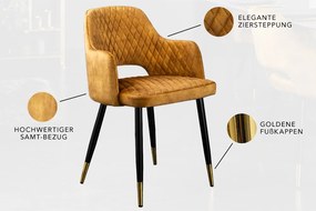 Stolička Paris dekoračné prešívanie zamatová horčicová žltá