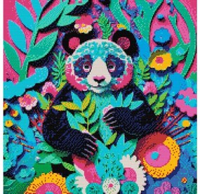 Gario Diamantové maľovanie Veselá panda Rozmery: 50 x 50 cm, Rámovanie: Iba zrolované plátno, Diamanty: Štvorcové