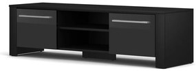 TV stolek Manhattan 140 cm matná černá/lesklá černá