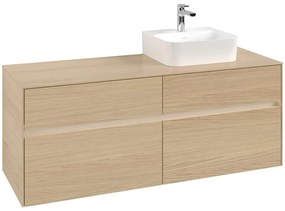 VILLEROY &amp; BOCH Collaro závesná skrinka pod umývadlo na dosku (umývadlo vpravo), 4 zásuvky, s LED osvetlením, 1400 x 500 x 548 mm, Nordic Oak, C102B0VJ