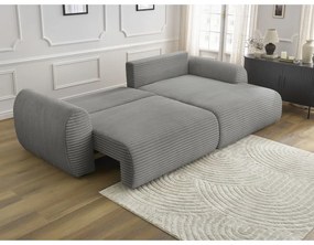 Tmavosivá menčestrová rozkladacia rohová pohovka (pravý roh) Lucien – Bobochic Paris