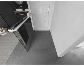 Mexen Kioto+, sprchová zástena Walk-In s poličkou a vešiakom 95 x 200 cm, 8mm číre sklo, biely profil, 800-095-121-20-00