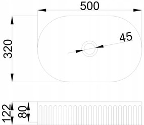 Invena Glamour Trend, oválne umývadlo na dosku 500x325x122 mm, biela lesklá, INV-CE-63-W01-L