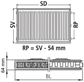 Kermi Therm X2 Profil-kompakt doskový radiátor 12 500 / 1800 FK0120518