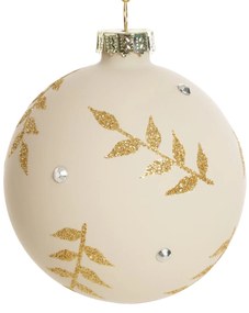 SKLENENÁ VIANOČNÁ BANKA NA STROMČEK SADA 4 KS (FI) 8 CM KRÉMOVÁ