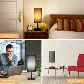 Aigostar - Stolná lampa s USB portom 1xE27/40W/230V čierna