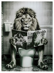 Bath Lion obraz sivý 80x60 cm