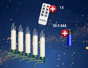 Monzana Sviečky na vianočný stromček CANDLE, 20ks, 10,5cm, teplá biela