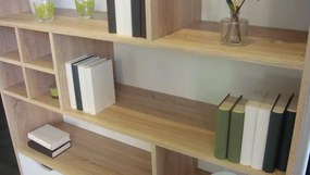 Regál / knižnica Sten 2, dub sonoma/biela