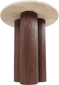 Okrúhly konferenčný stolík Massia Mini 50 cm do obývačky - travertín / orech