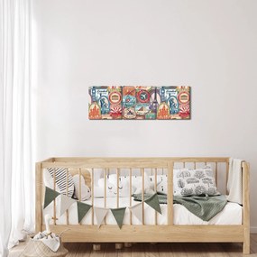 Obraz cestovateľa (s hodinami) (90x30 cm)