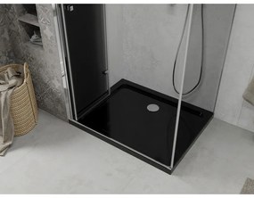 Mexen Lima, sprchový kút so skladacími dverami 90 (dvere) x 100 (stena) cm, 6mm šedé sklo, chrómový profil + slim sprchová vanička čierna + chrómový sifón, 856-090-100-01-40-4070