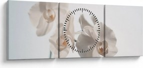 Obraz bielej orchidey (s hodinami) (90x30 cm)