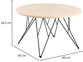 Konferenční stolek Prunus 80 cm béžový mramor/černý