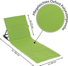 Nastaviteľná plážová podložka s operadlom, zelená, 2 ks