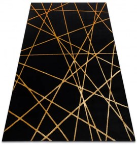 Dywany Łuszczów, Kusový koberec Gloss 406C 86 geometric black/gold, 80x150, čierna, chodba / predsieň