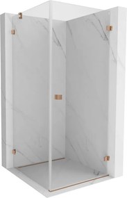 Mexen Lunar-B, pravostranný výklopný sprchový kút 80 x 80 cm, 8mm číre sklo, profil medená matná, 832-080-080-65-00-P