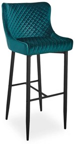 Barová stolička Colin B Velvet H-1 - zelená / čierna
