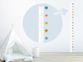 Pastelový detský meter textilní prelepiteľná nálepka na stenu výška 140 cm