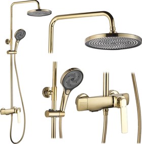 Rea Rebel, sprchový-vaňový set s dažďovou a ručnou sprchovou hlavicou, zlatá lesklá, REA-P2413