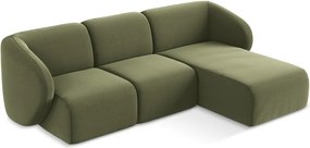 Zelená zamatová rohová pohovka (pravý roh/s leňoškou) Lani – Makamii