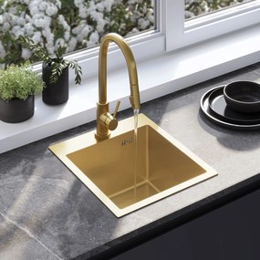 Rea Leo, 1-komorový oceľový drez 400x450x185 mm, zlatá matná, ZLE-06001