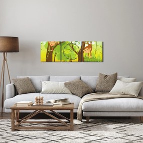 Obraz - Opičiaci (s hodinami) (90x30 cm)