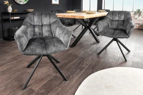 Stolička Papillon velvet svetlo šedá otočná