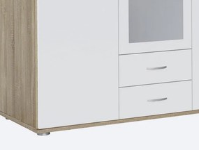 Šatníková skriňa 3-dverová Twin, dub sonoma/biela