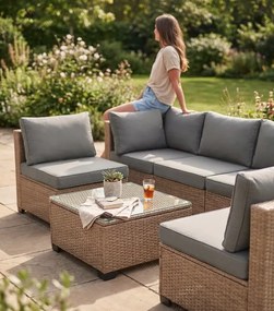 Modulový ratanový záhradný set so stolíkom XL2501 v prírodnej farbe
