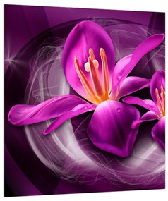 Moderný fialový obraz kvetov (30x30 cm)