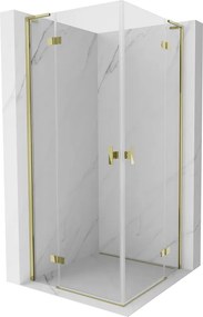 Mexen Mist-H L Duo, 2-krídlový sprchový kút 120 x 120 cm, číre sklo, zlatý lesklý profil, 8A5L-120L-120P-50-00