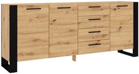 Komoda Nulakka K (dub artisan + matná čierna). Akcia -19%. Vlastná spoľahlivá doprava až k Vám domov. 1124857