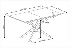 Rozkladací jedálenský stôl 160-200 cm Delma (mramor biely + čierna + sivá) (pre 6 8 osôb). Vlastná spoľahlivá doprava až k Vám domov. 1048919