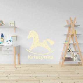 Veselá Stena Samolepka Hojdací koník s menom Farba: béžová, Veľkosť: 80 x 80 cm