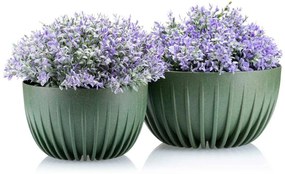 PLASTOVÝ KVETINÁČ STRIPPED ECO SADA 2KS 16X30 CM+15X24 CM ZELENÁ