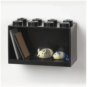 Detská čierna nástenná polica LEGO® Brick 8