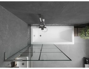 Mexen Next L, 1-krídlová vaňová zástena 90 x 150 cm, 6mm číre sklo-čierny vzor, chrómový profil, 895-090-000-03-77-01