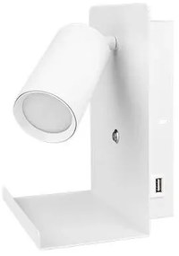 Nástenné bodové svietidlo s poličkou a USB nabíjačkou 1xGU10/35W/230V biela