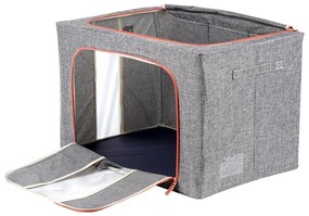 Látkový pevný box na uskladnenie textilu, sivý PILLOW 60 x 42 x 40 cm (100l)