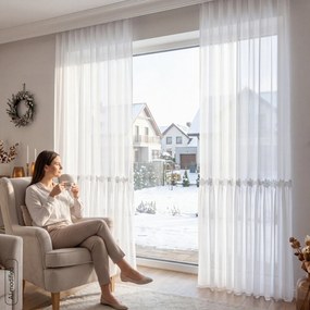 VIANOČNÁ ZÁCLONA NA KRÚŽKOCH FLAKE 140X250 CM BIELA