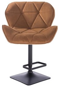 LuxuryForm DESIGN Barová stolička MILANO VELUR na čiernej hranatej podstave - hnedá