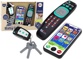 Lean Toys Súprava hračiek pre najmenších – diaľkový ovládač, kľúče a mobil