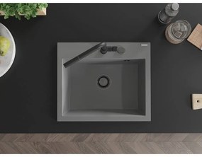 Mexen Oscar, 1-komorový granitový drez 580x490x205 mm, šedá, 6519581000-71-B