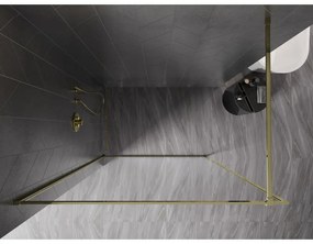 Mexen Kioto-F, sprchová zástena s rámom 150 x 202 cm, 8 mm číre sklo, zlatý lesklý profil, 800-150-104-50-00